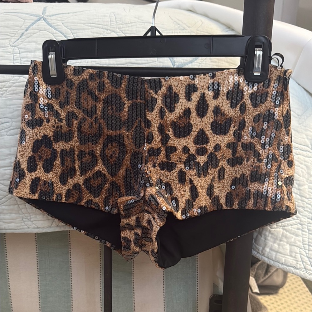 Edikted Leopard Sequin Shorts